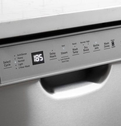 GE® Front Control with Stainless Steel Interior Dishwasher with Sanitize Cycle & Dry Boost