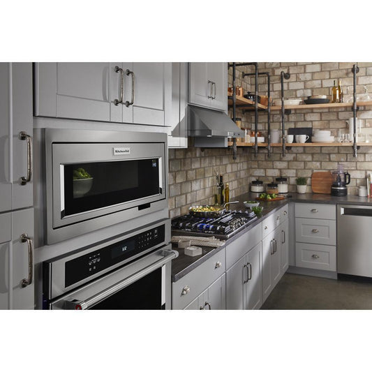 Kitchenaid W11451314 Built-In Low Profile Microwave Slim Trim Kit with Pocket Handle, Stainless Steel, fits cut-out height 12"