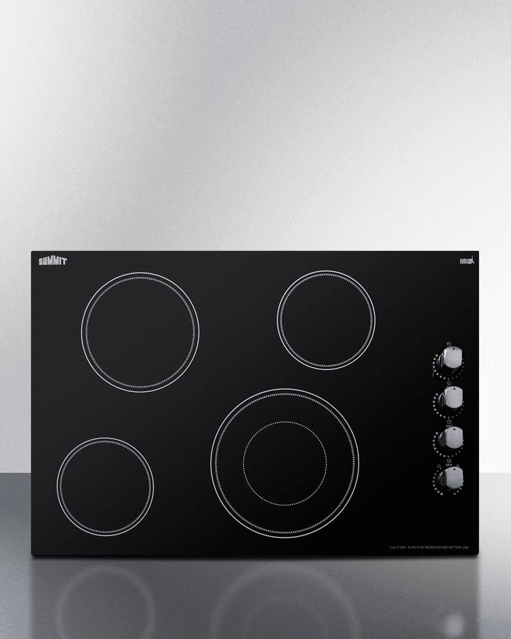 Summit CR4B30MB 30" Wide 208-240v 4-burner Radiant Cooktop