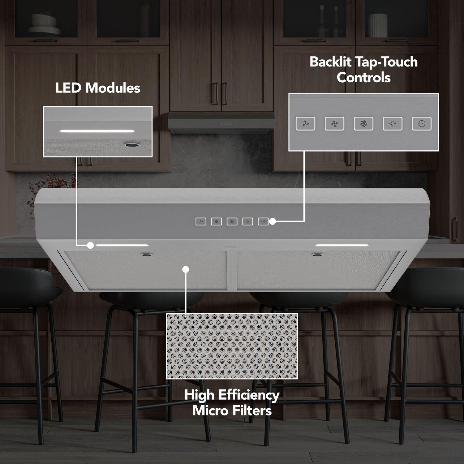 Broan MTR2363SS Mantra 36-Inch 350 MAX Blower CFM 1.5 Sones Stainless Steel Range Hood