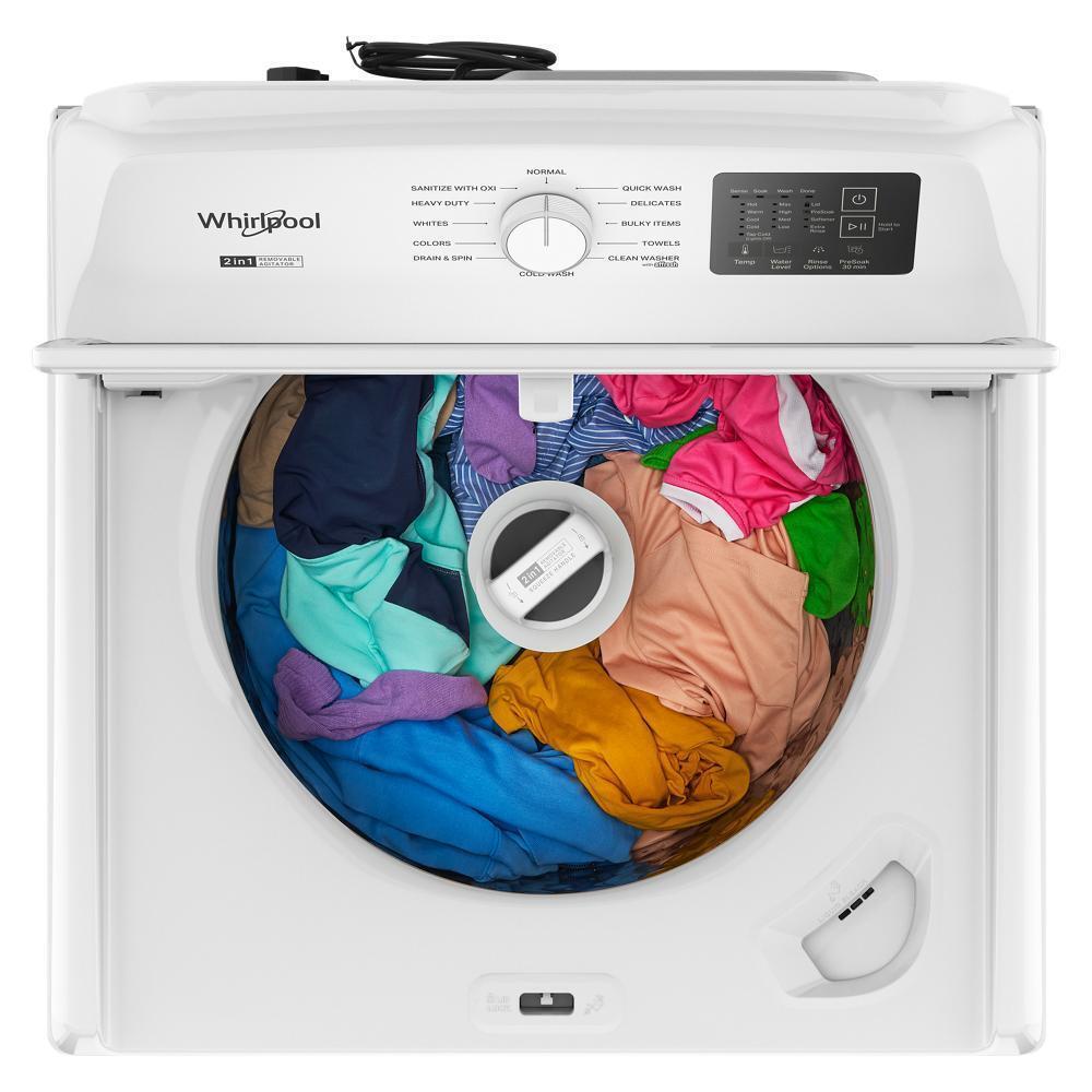 Whirlpool WTW4307SW 4.2-4.3 Cu. Ft. Whirlpool® Top Load Washer with 2-in-1 Removable Agitator and Soft Close Glass Lid