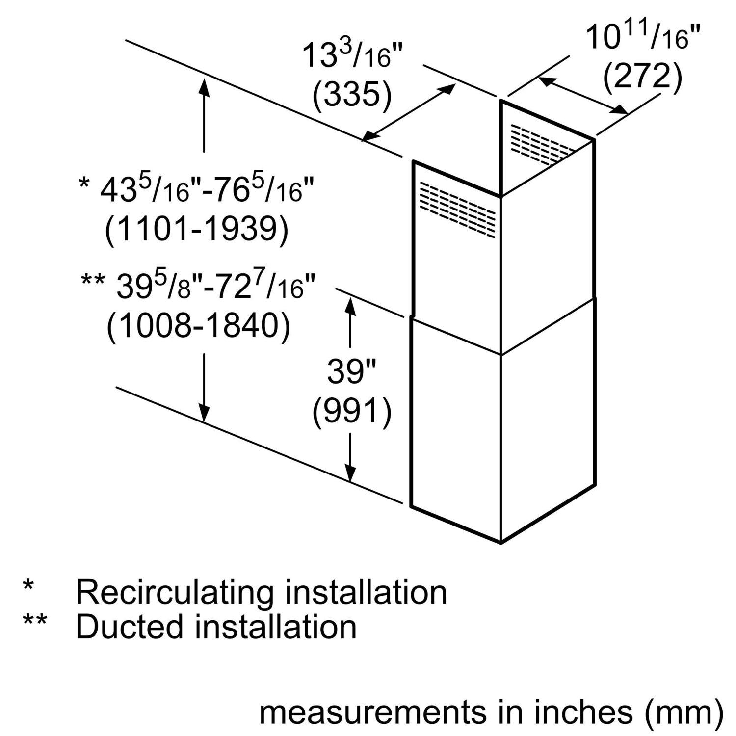 Bosch HCBEXT5UC Chimney Extension for all Chimney Wall Hoods