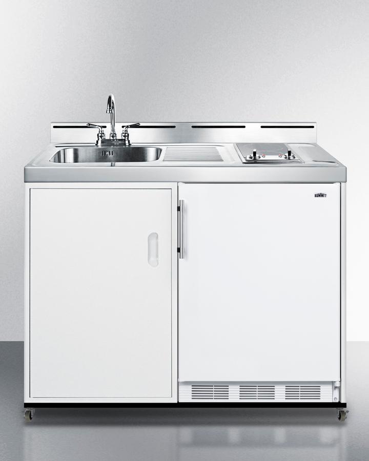 Summit C48ELGLASSPUMPMB 48" Wide Mobile All-in-one Kitchenette, No Plumbing Needed