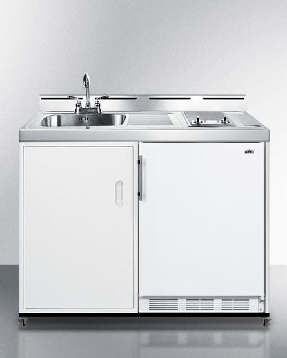 Summit C48ELGLASSPUMPMB 48" Wide Mobile All-in-one Kitchenette, No Plumbing Needed