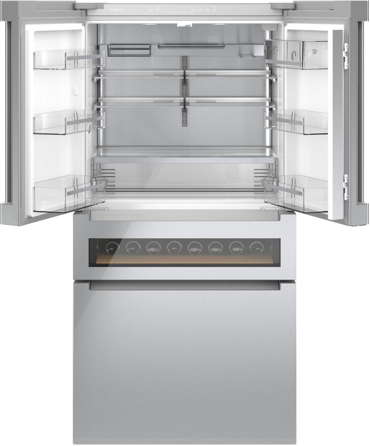 Bosch B36CL81ENG 800 Series, French Door Bottom Mount Refrigerator, Glass door, 36'', Stainless steel