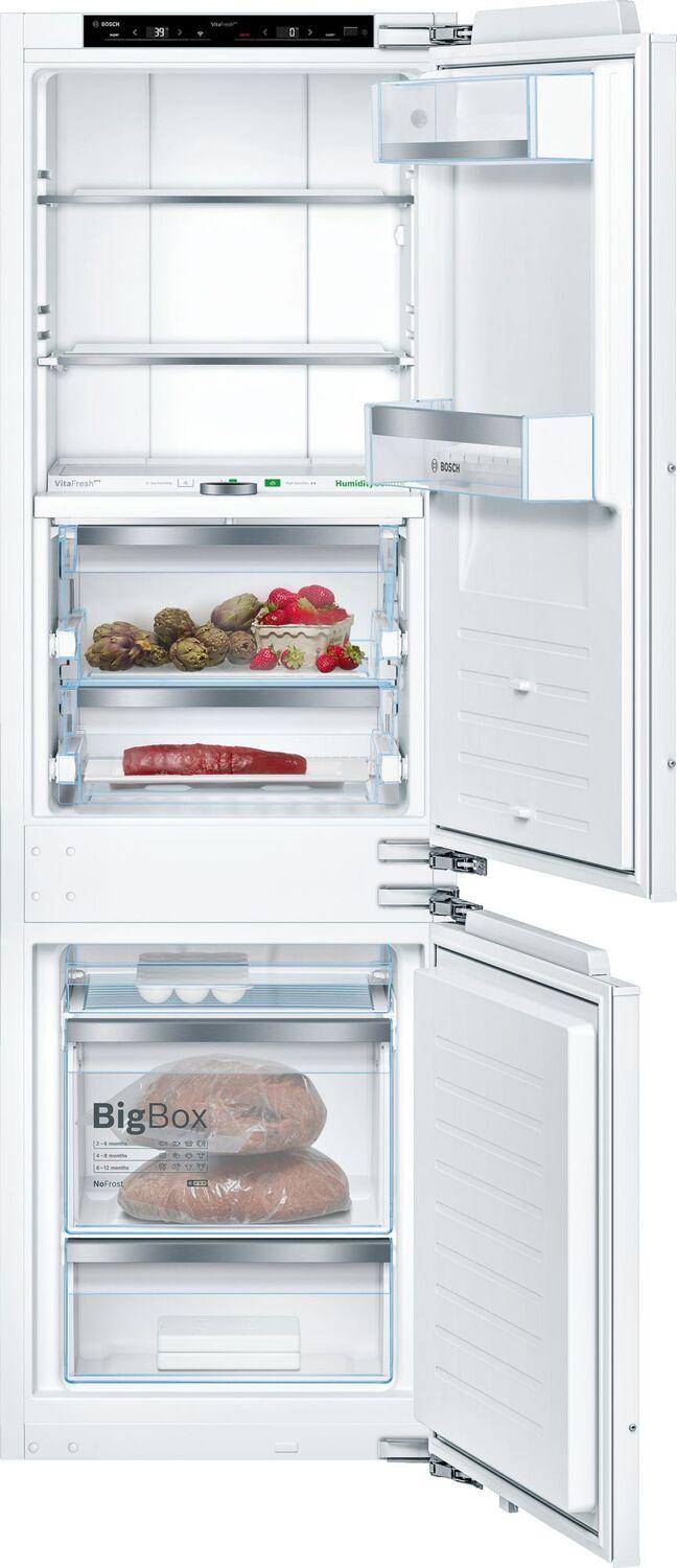 Bosch B09IB91NSP 800 Series, built-in fridge-freezer with freezer at bottom, soft close flat hinge