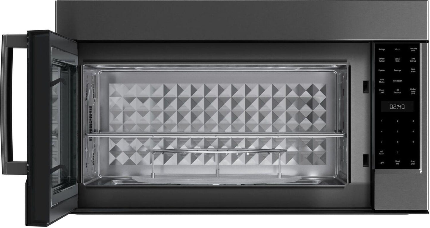 Bosch HMV8045U 800 Series, Over-The-Range Microwave, 30'', Door Hinge: left, Black stainless steel