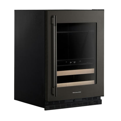 Kitchenaid KUBR524SBE 24" Beverage Center with Glass Door and Wood-Front Racks