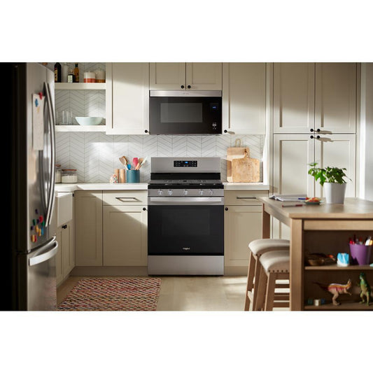 Whirlpool WFGS4530SW 30-inch Gas Range with Air Cooking Technology and Steam Clean