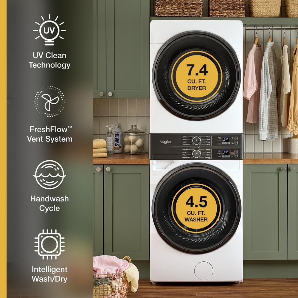 Whirlpool WEF5727TW Smart ENERGY STAR® Front Load Laundry Tower with UV Clean Technology & FreshFlowTM Vent System 4.5 cu. ft. Washer & 7.4 cu. ft. Electric Dryer