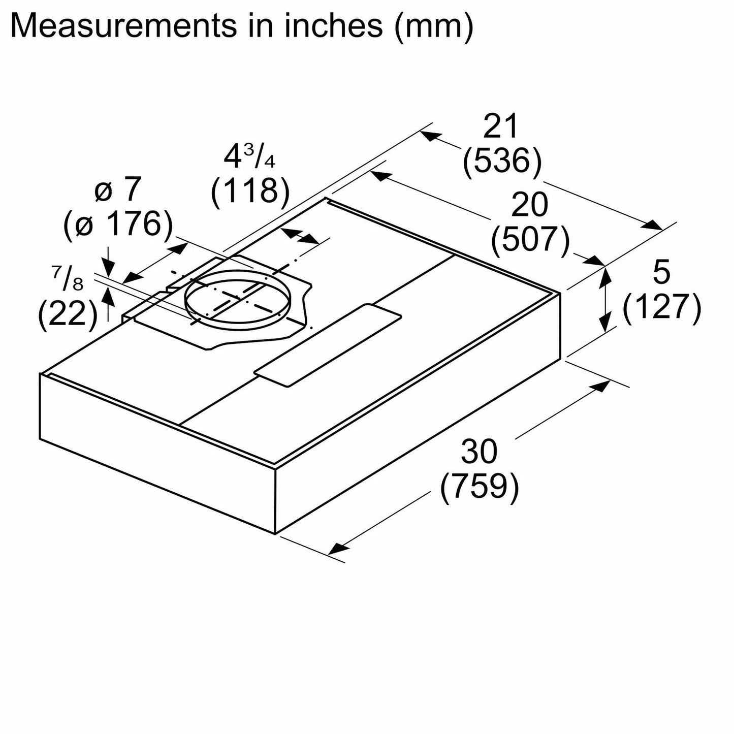 Bosch DUH30253UC 300 Series, built-under cooker hood, 30'', Stainless steel