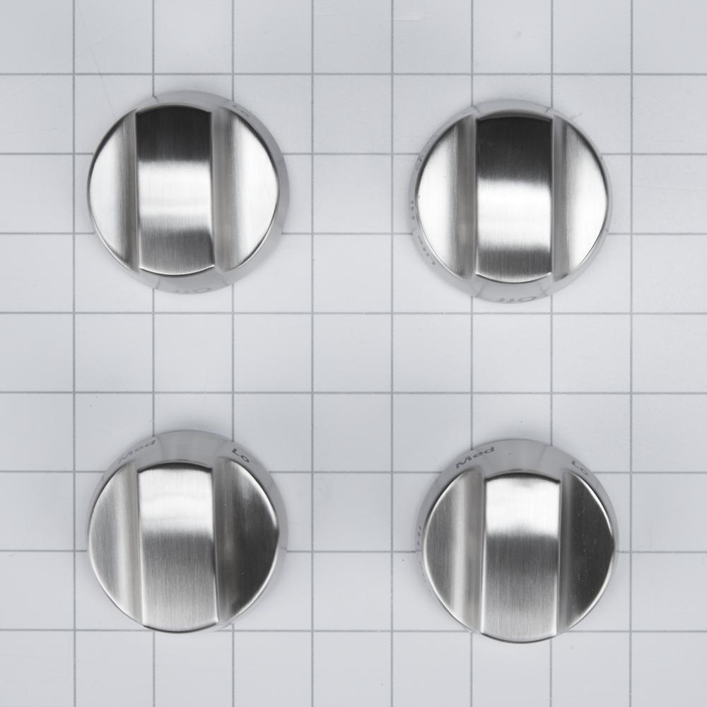 Whirlpool W10231702 KitchenAid 30-IN Range Bladed, Stemless, Brushed Burner Knobs Kit (Set of 4) - Stainless Steel