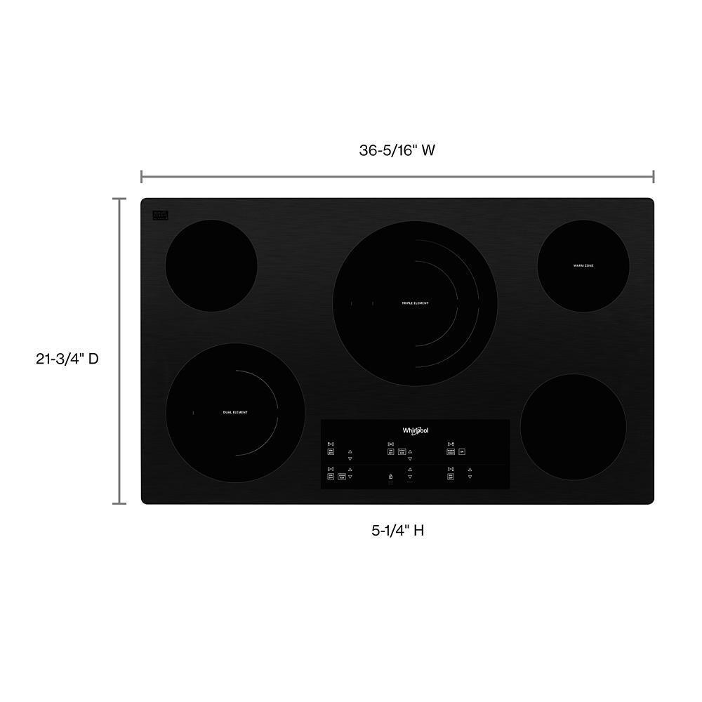 Whirlpool WCE97US6KB 36-inch Electric Ceramic Glass Cooktop with Triple Radiant Element