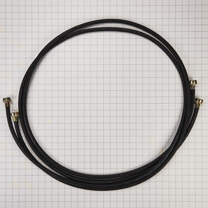Whirlpool 8212656RP 10' Black washing machine rubber fill hoses rated 1050 PSI with 2 female connections and built-in connectors - 2 Pack