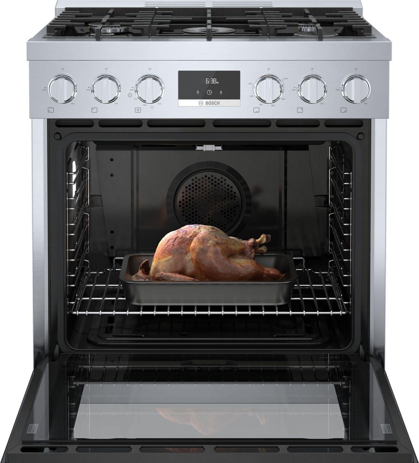 Bosch HDS8055U 800 Series, Dual fuel freestanding range, 30'', Stainless steel