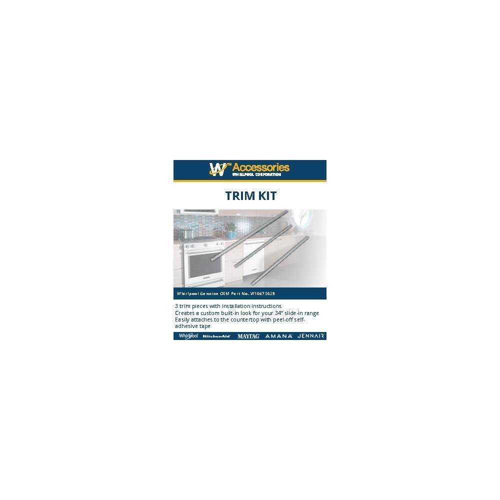 Maytag W10675028 34" Slide-in Range Trim Kit, Stainless Steel, with (3) trim pieces, and installation instructions