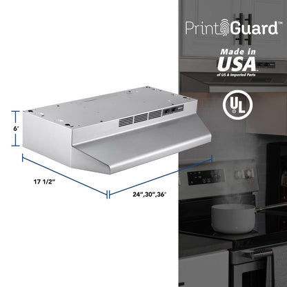 4130SF Broan® 30-Inch Ductless Under-Cabinet Range Hood, Stainless Finish with PrintGuard
