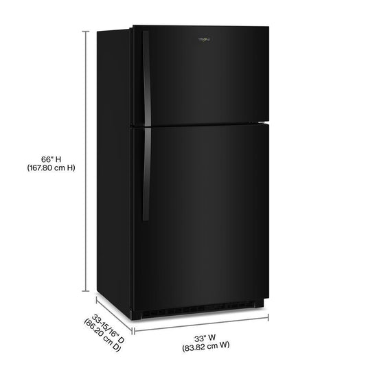 WRTX7421TB Whirlpool® 32.8-inch Wide Top Freezer Refrigerator with Total Coverage Cooling- 21.3 Cu. Ft.