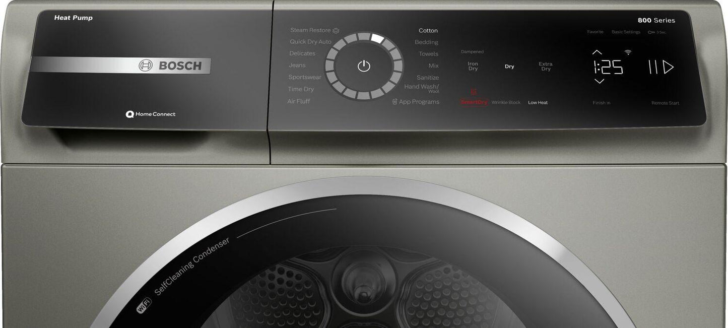 Bosch WQB245AXUC 800 Series, heat pump dryer, Silver inox