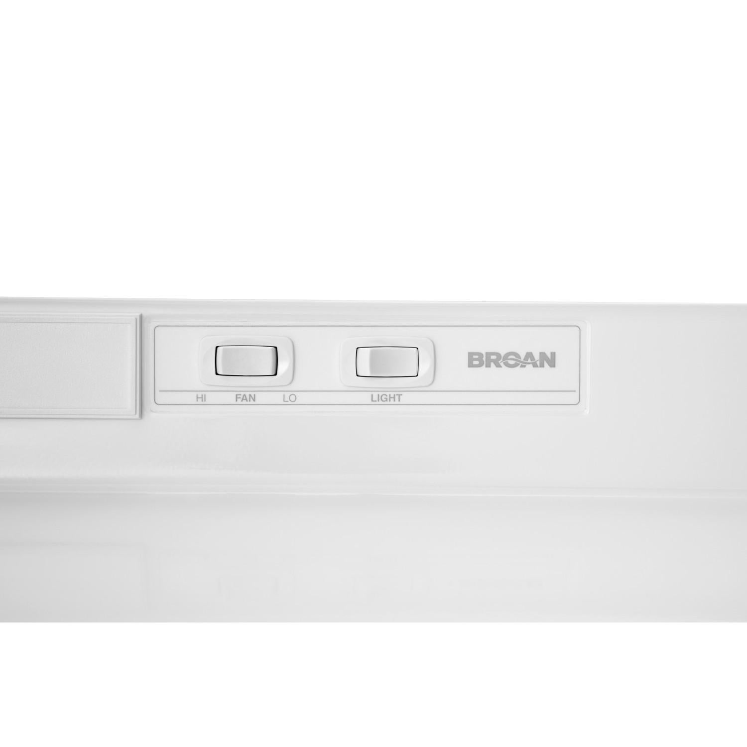 Broan® 36-Inch Convertible Under-Cabinet Range Hood, 230 Max Blower CFM, White-on-White