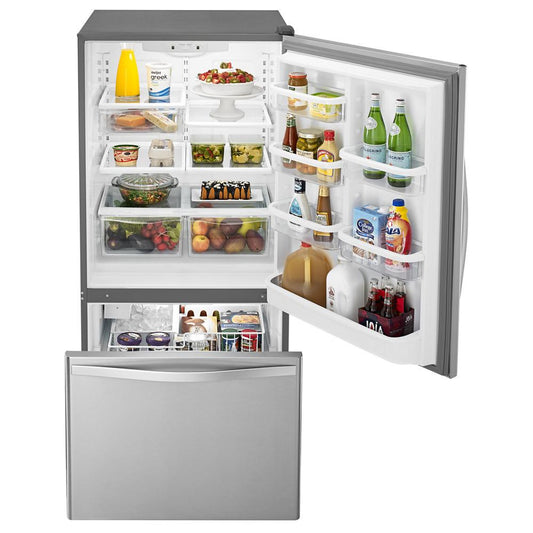 Whirlpool WRB329DMBM 30-inches wide Bottom-Freezer Refrigerator with SpillGuard™ Glass Shelves - 18.7 cu. ft.