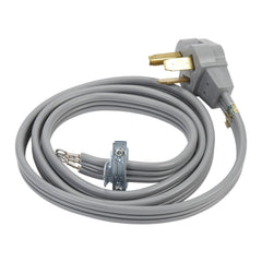 Whirlpool 8171378RC 6' Gray Electric Dryer Power Cord with 30-amp, 3-Wire, right-angle plug, and adjustable strain relief bracket