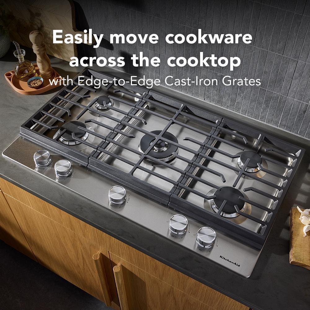 KCGK536SSS KitchenAid® 36 in. Gas Cooktop with 5 Burners and Integrated Wok Grate