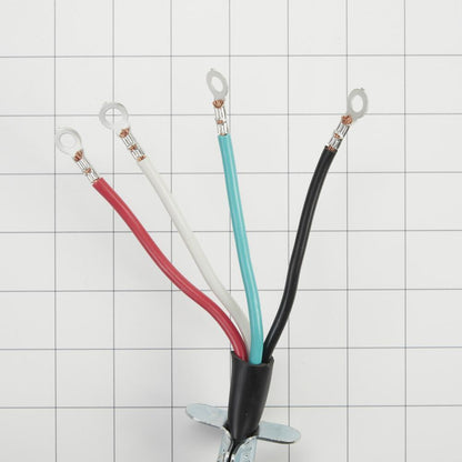 Kitchenaid 8171381RC 6' Black Electric Dryer Power Cord with 30-amp, 4-Wire, and 4 ring terminal connectors with right-angle plug