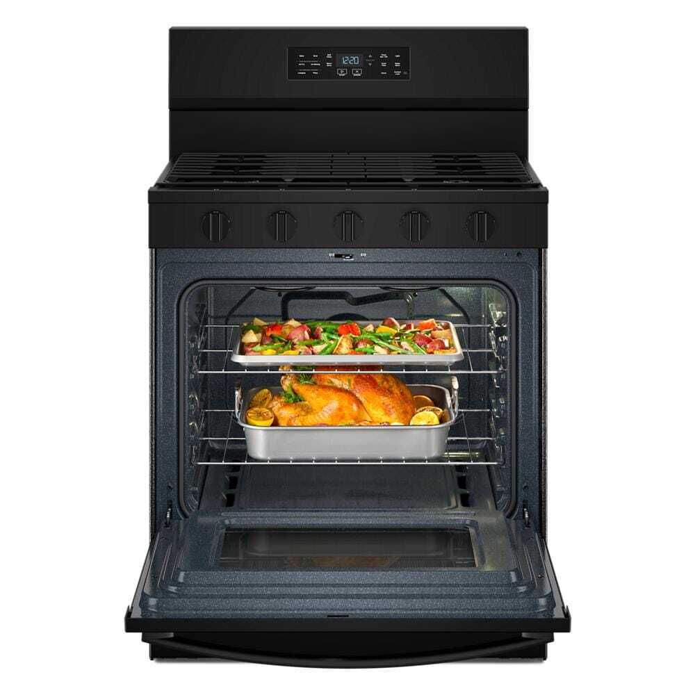 Whirlpool WFGS5730SB 30-inch Gas Range with Air Cooking Technology and EZ-2-Lift™ Hinged Grates