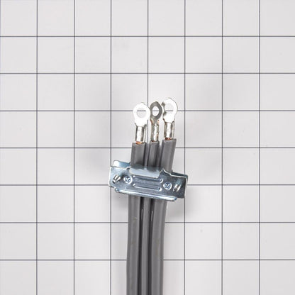 Kitchenaid WPPT520 4' Electric Range Power Cord rated 50 A, with 3-wire 3-ring terminal connectors, and right-angle 3-prong plug