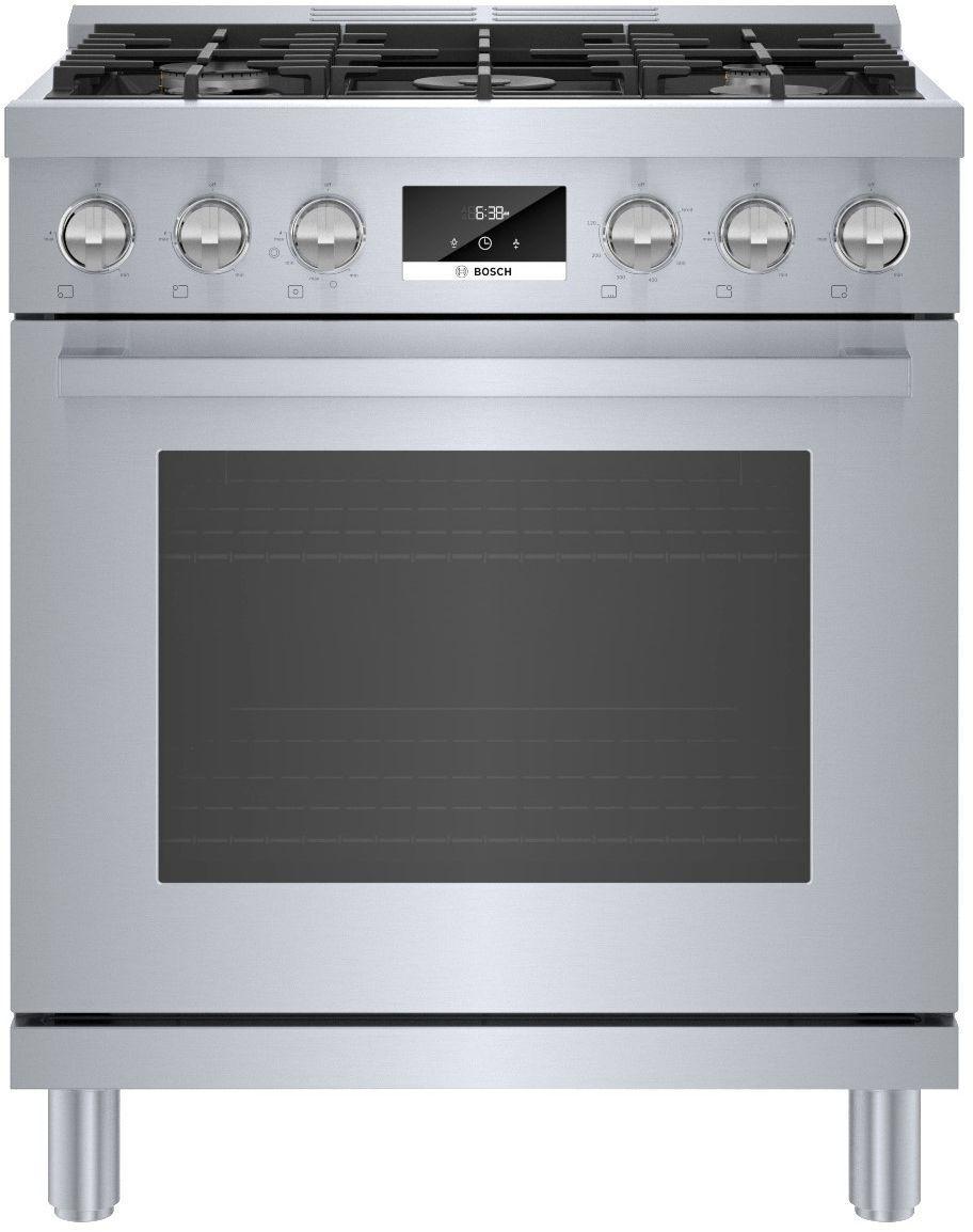Bosch HDS8055U 800 Series, Dual fuel freestanding range, 30'', Stainless steel