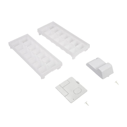 Maytag W11412645 Ice Maker Removal Kit, with (1) plastic closure, (3) hole plugs, (1) evaporator cover, (1) tube fitting cover and (2) ice trays