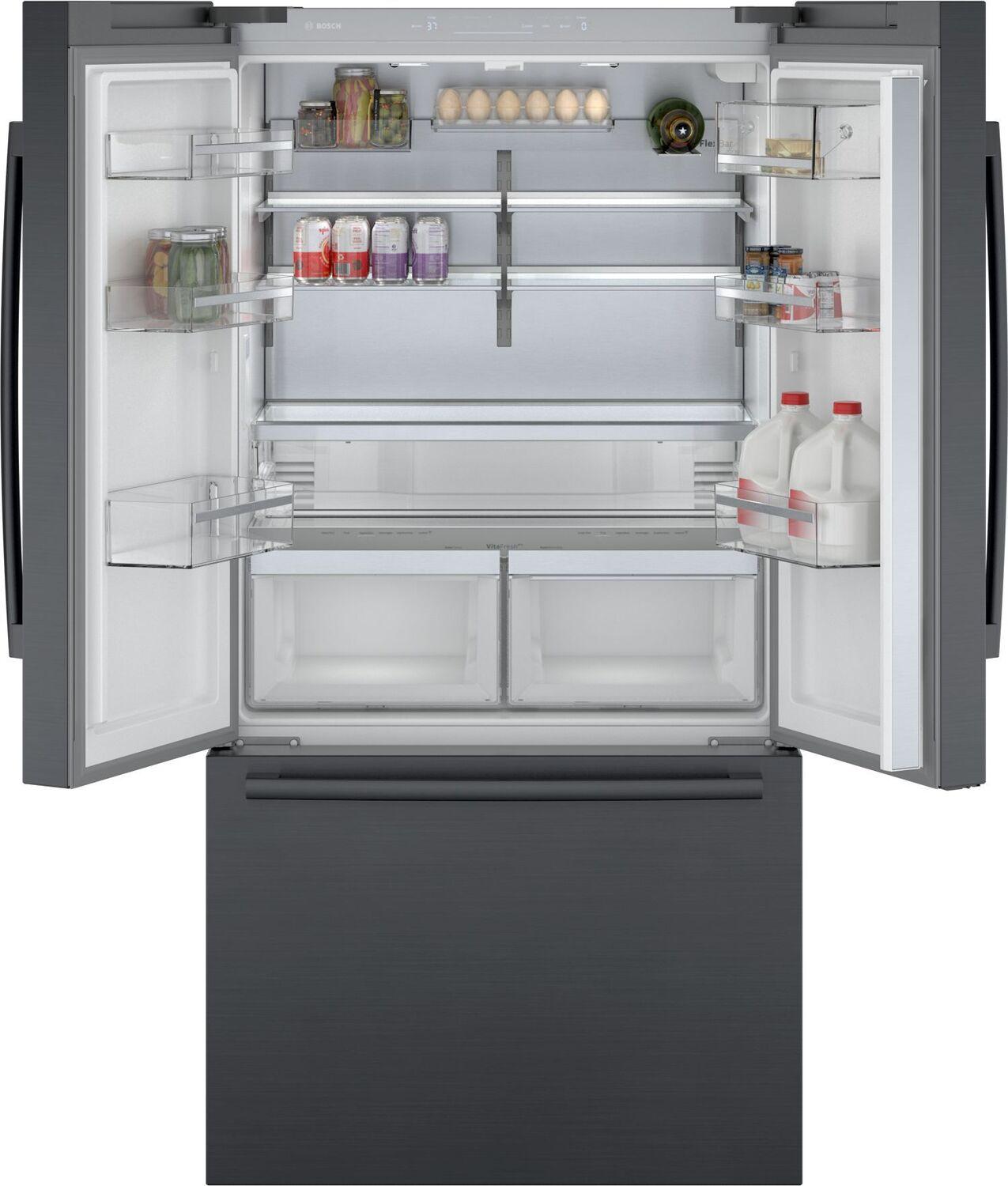 Bosch B36CT80SNB 800 Series, French Door Bottom freezer, multi door, 36'', Black inox-antifingerprint