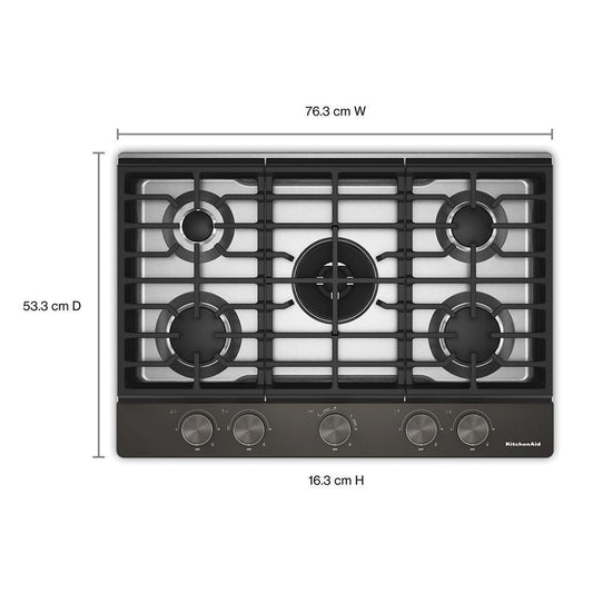 KCGK730SBE KitchenAid® 30 in. Gas Cooktop with 5 Burners and Integrated Wok Grate