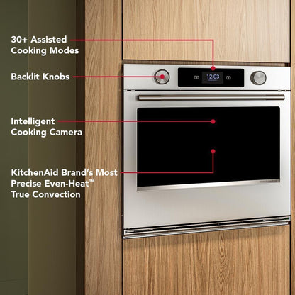 Kitchenaid KOES930SPS 30-inch Smart Electric Single Wall Oven with Intelligent Cooking Camera - PrintShield™ Finish