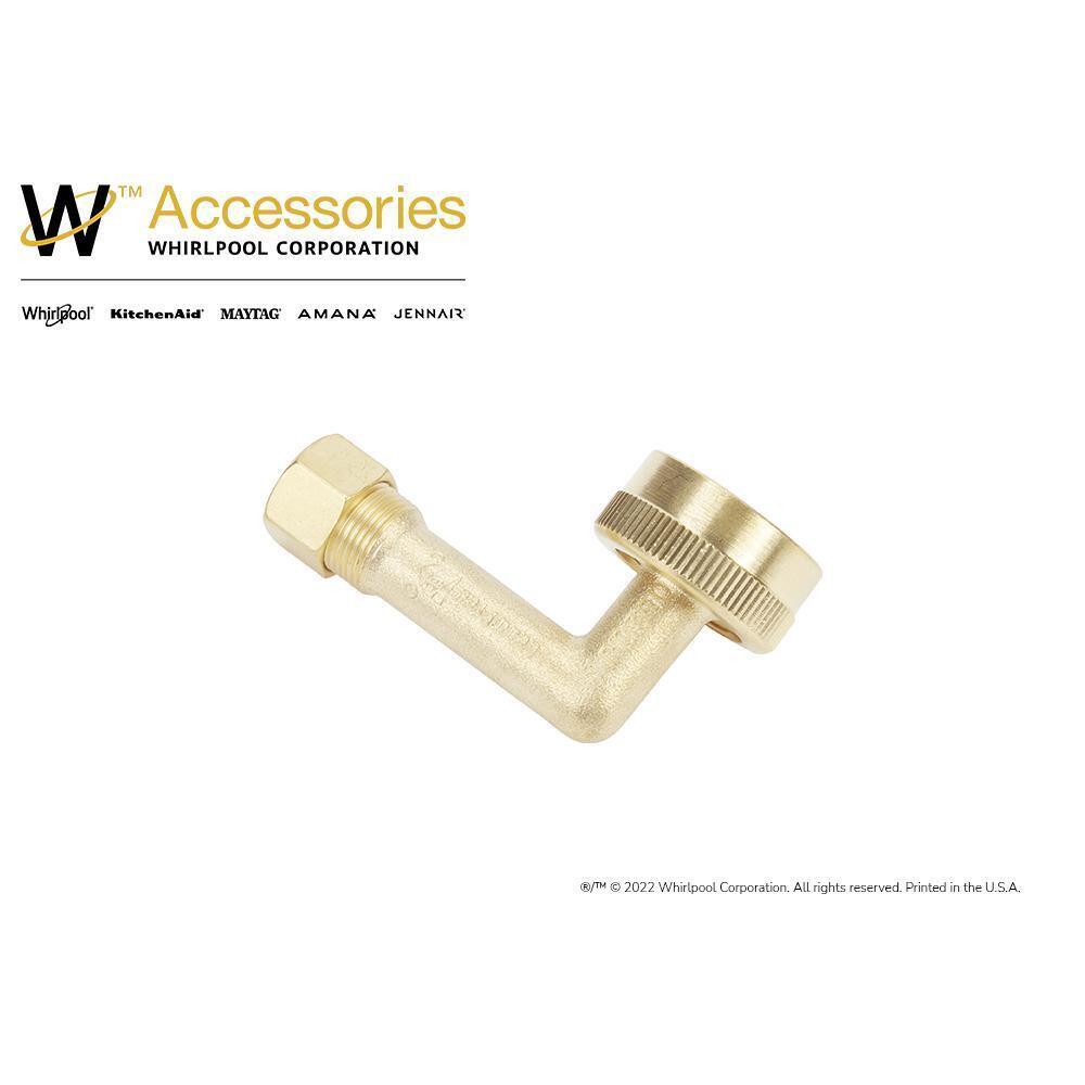 Maytag W10685193 Dishwasher Brass Gooseneck Fitting with washer, 3/4" NH x 3/8" compression fitting