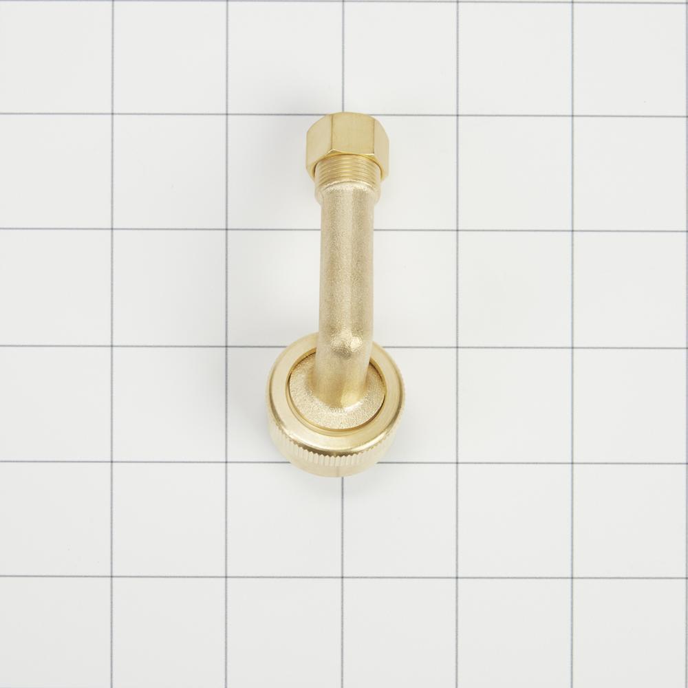 Kitchenaid W10685193 Dishwasher Brass Gooseneck Fitting with washer, 3/4" NH x 3/8" compression fitting
