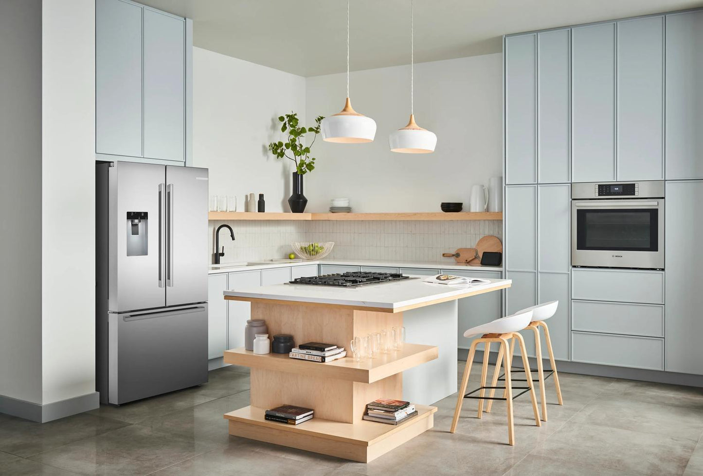 Bosch B36FD52SNS 500 Series, French Door Bottom freezer, multi door, 36'', Brushed steel (with anti-fingerprint), Total No Frost