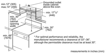Bosch HMV8045U 800 Series, Over-The-Range Microwave, 30'', Door Hinge: left, Black stainless steel