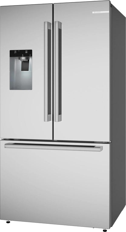 Bosch B36FD52SNS 500 Series, French Door Bottom freezer, multi door, 36'', Brushed steel (with anti-fingerprint), Total No Frost