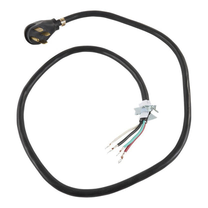 Maytag PT600 6' Electric Range Power Cord, rated 40 A, 4-wire 4-ring terminal connectors, and right-angle 4-prong plug