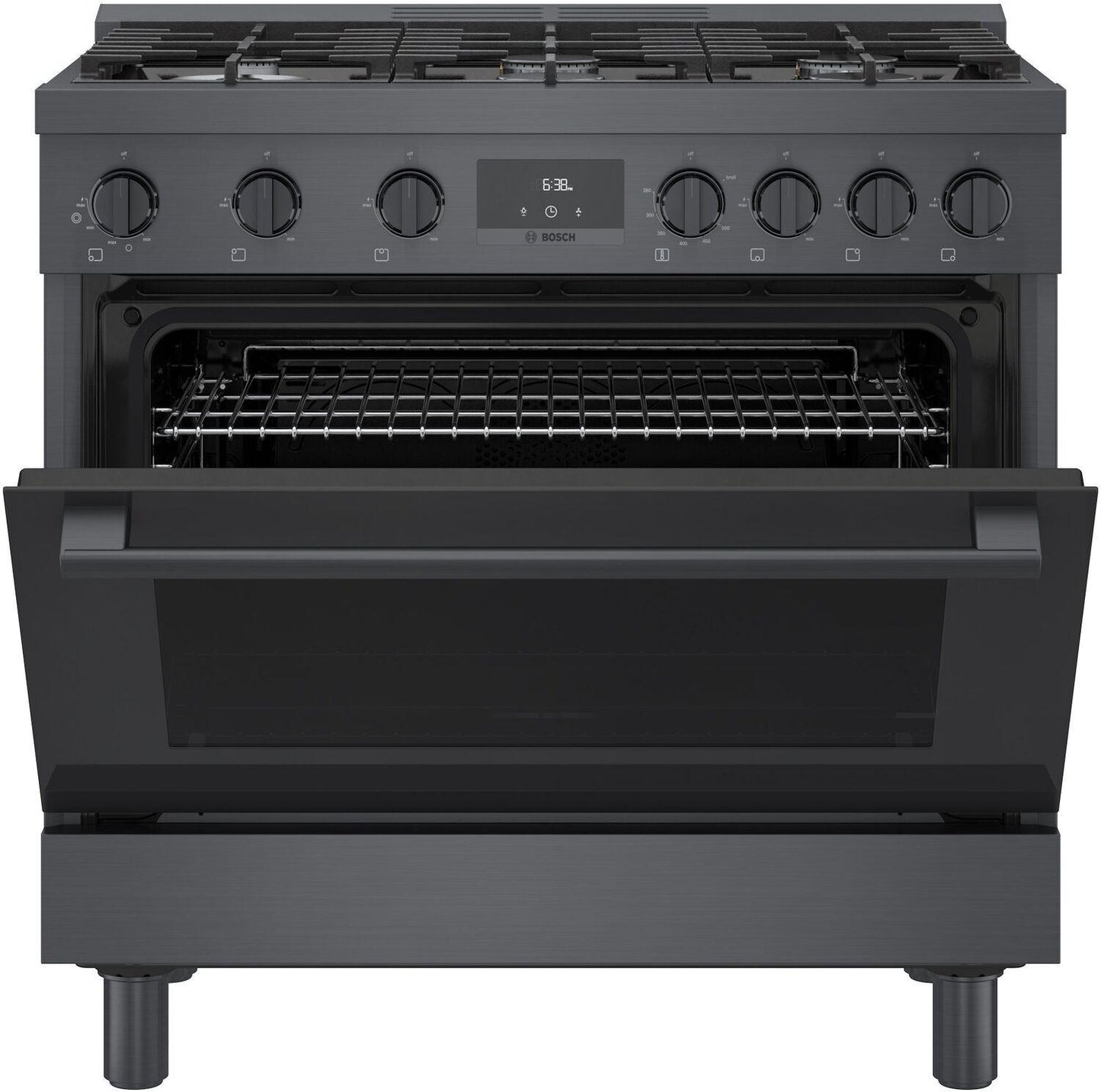 Bosch HGS8645UC 800 Series, Gas freestanding range, 36'', Black stainless steel