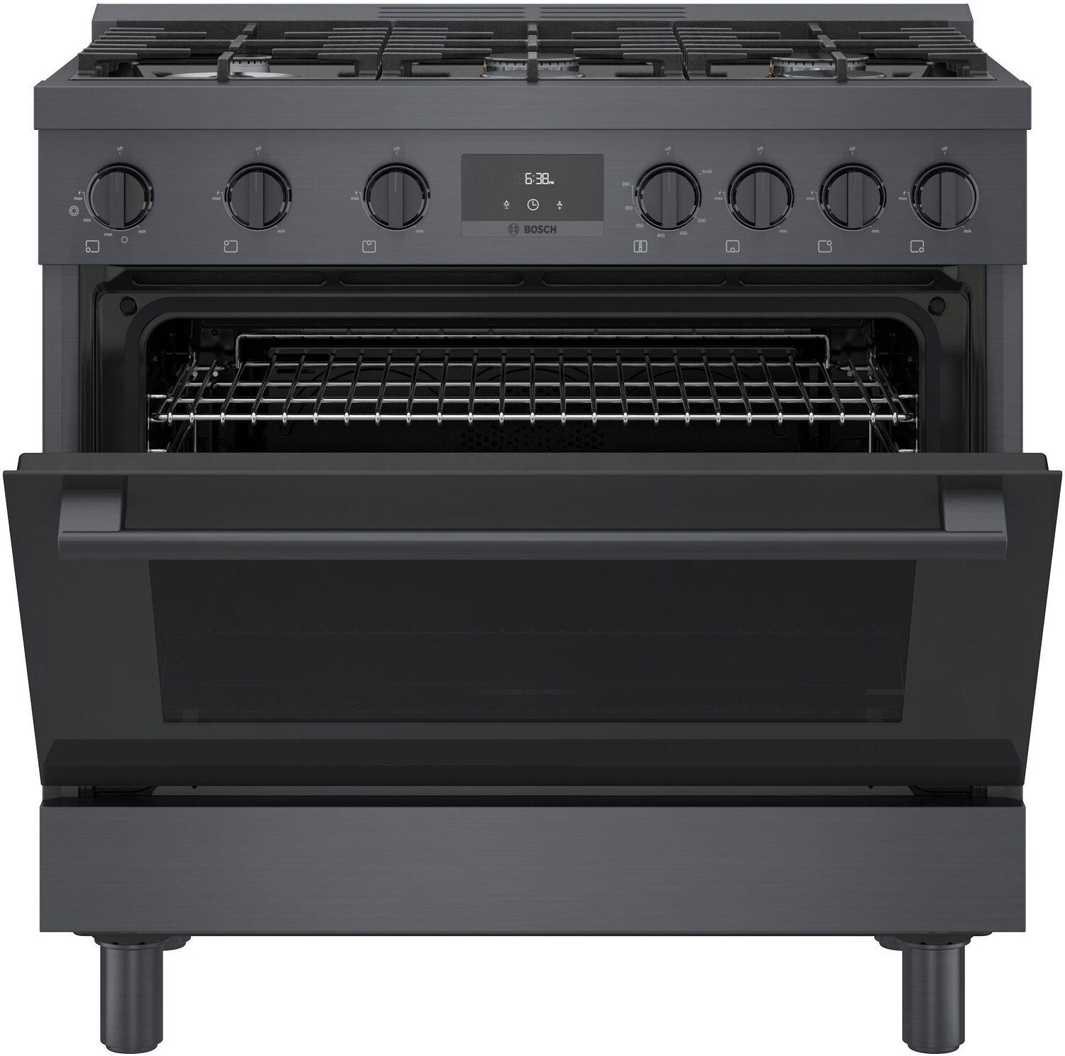 Bosch 800 Series Gas Freestanding Range 36" Black Stainless Steel HGS8645UC