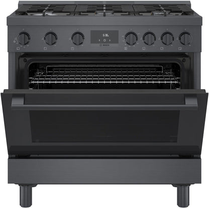 Bosch HGS8645UC 800 Series, Gas freestanding range, 36'', Black stainless steel