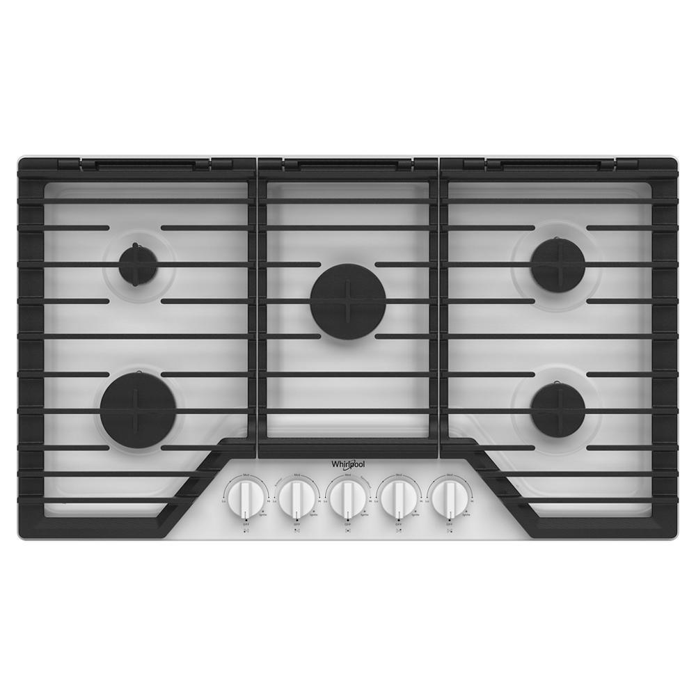 Whirlpool WCGK5036PW 36-inch Gas Cooktop with EZ-2-Lift™ Hinged Cast-Iron Grates