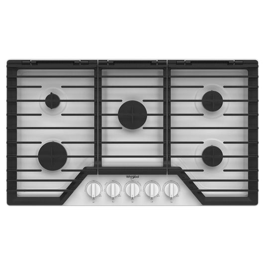 Whirlpool WCGK5036PW 36-inch Gas Cooktop with EZ-2-Lift™ Hinged Cast-Iron Grates
