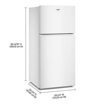 WRTX3219SW Whirlpool® 30-inch Wide Top Freezer Refrigerator with Total Coverage Cooling- 19 Cu. Ft.