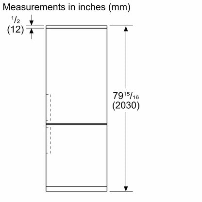 Bosch B24CB50ESS 500 Series, free-standing fridge-freezer with freezer at bottom, 24'', Brushed steel (with anti-fingerprint), Total No Frost