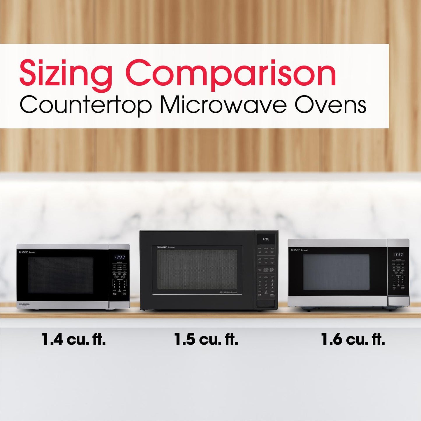 SMC1465KM Sharp 1.4 cu. ft. 1100W Stainless Steel Countertop Microwave Oven with Inverter Technology