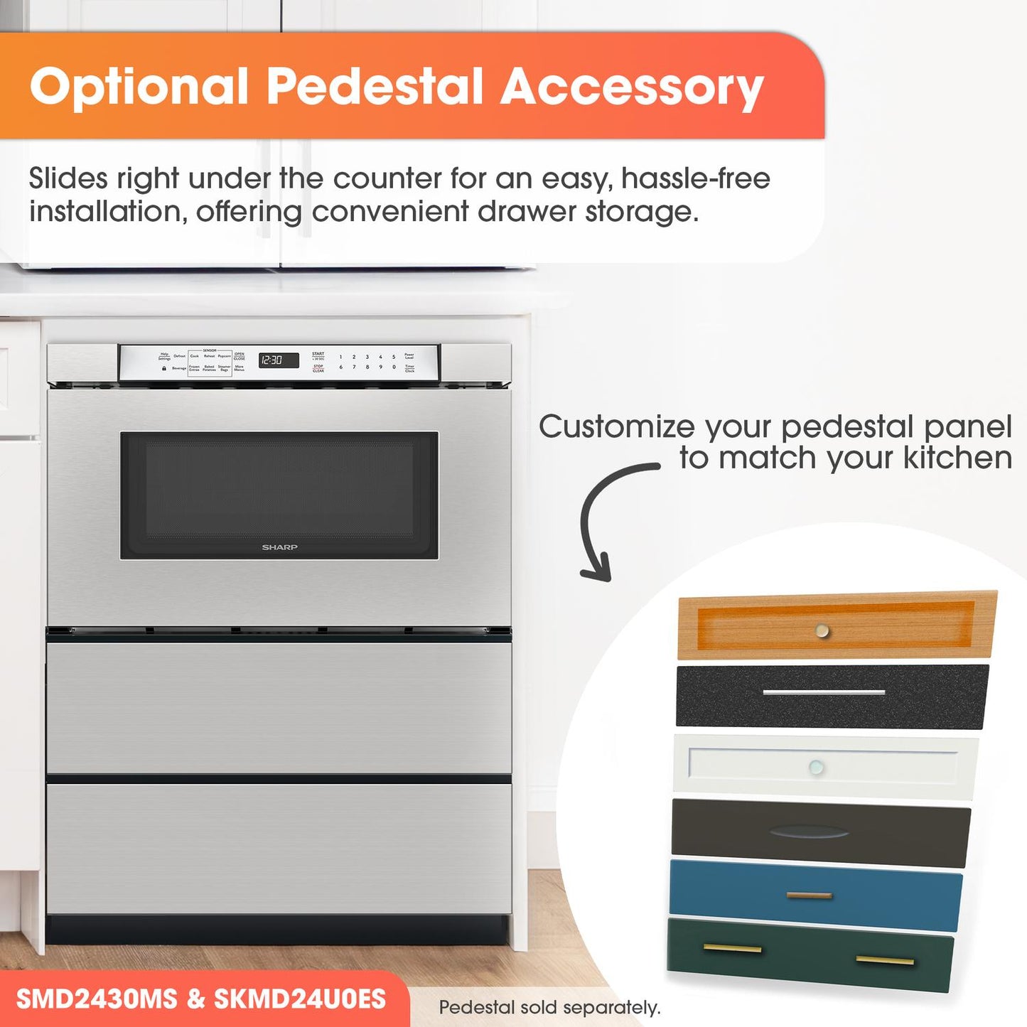 SMD2430MS Sharp 24 in. 1.2 cu. ft. Built-In Microwave Drawer™ Oven in Stainless Steel